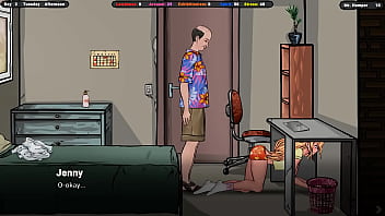 The landlord secretly cums on jenny's ass while she's under the table hentai game