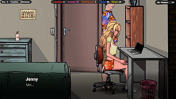 The landlord secretly cums on jenny's ass while she's under the table hentai game