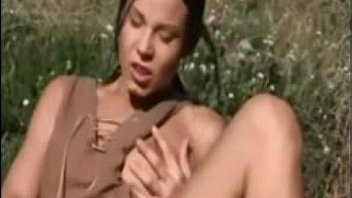 Babe masturbating outdoors