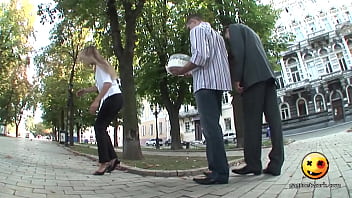 Naked and funny hold the cake pants rip red thong