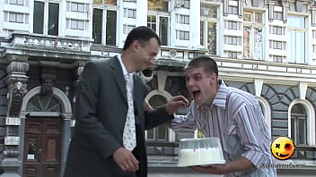 Naked and funny hold the cake pants rip red thong