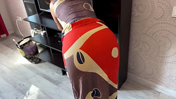 Stepmom bent down and felt the penis in her ass