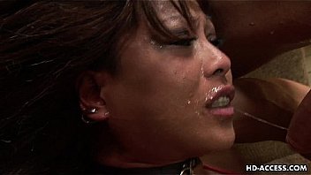 Slutty asian darling sucking a huge cock with passion