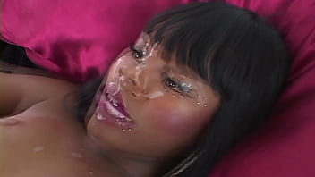 Coffee grind busty black beauty gets her tits and throat fucked