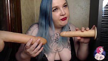 Horny chubby beauty pleasing two big dicks at once