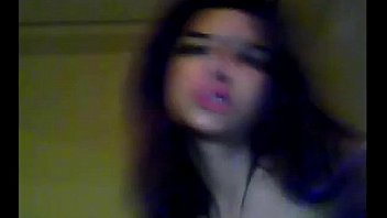 Beautiful girl have fun front of webcam