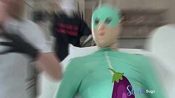 A real happy ending for the latex king slayer with waxing and emptying of his balls