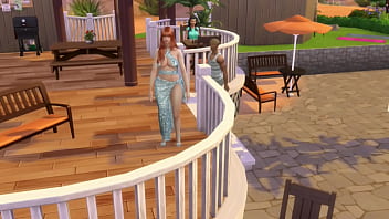 Young redhead girl fucks a guy outside