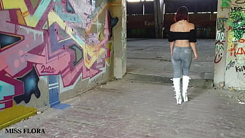 Walking and teasing in my white boots