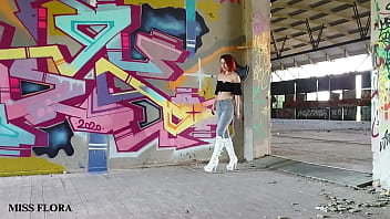 Walking and teasing in my white boots