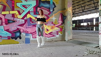 Walking and teasing in my white boots