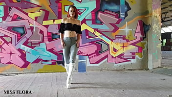 Walking and teasing in my white boots