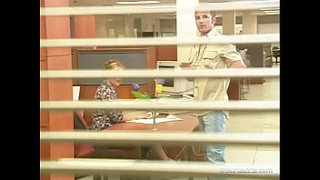 A coworker takes krystal de boor from behind and gapes her wide