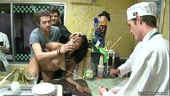 Hot Ass Ebony Slave Yasmine De Leon Is Walked In Public Bakery With Strap On Her Neck Then Gang Bang Anal Fucked By Big Dicks Under Princess Donna Dolore thumbnail