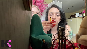 Starving giantess hunters pluck tinies into their vore