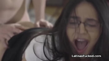 Riding sweet latina in the kitchen and living room