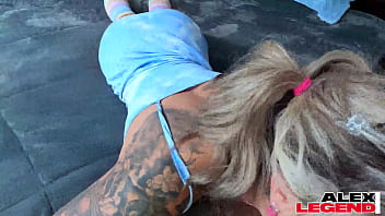 Blonde slut misty meanor drinks all the milk after a raw fucking