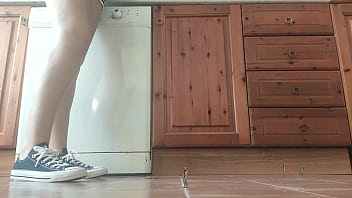 Giantess in sneaker crush tiny man