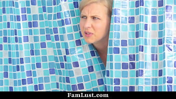 Sexy milf has bathroom sex with her young stepson famlust