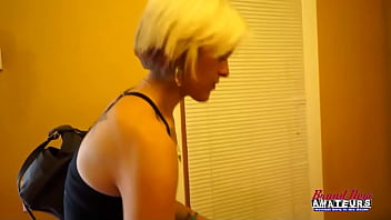 Fit horny blonde raelyn masturbates and sucks a juicy cock to get banged