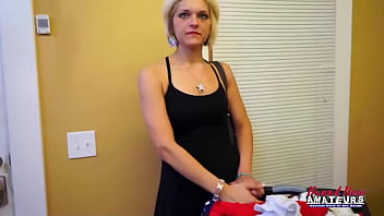 Fit horny blonde raelyn masturbates and sucks a juicy cock to get banged