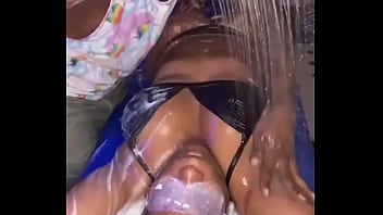 Beautiful petite gets a sweet hot bath