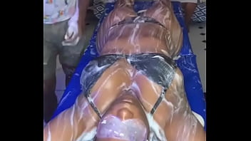 Beautiful petite gets a sweet hot bath