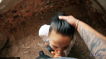 Pov long haired teen facefucked in abandoned building