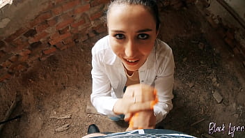 Pov long haired teen facefucked in abandoned building