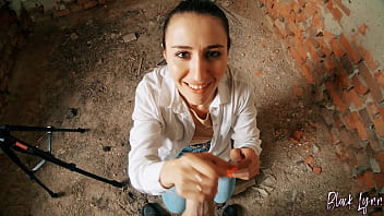 Pov long haired teen facefucked in abandoned building