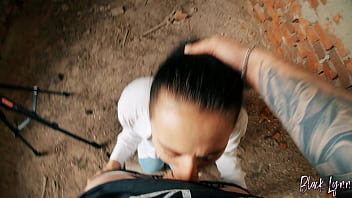 Pov long haired teen facefucked in abandoned building