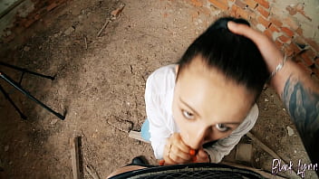 Pov long haired teen facefucked in abandoned building