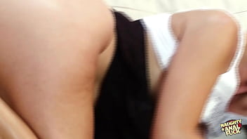 A stunning brunette provides a sexually aroused individual with a foot stimulation