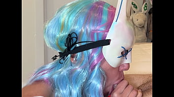 Halloween trick or treat bad bunny gets candy cum and squirts on his cock