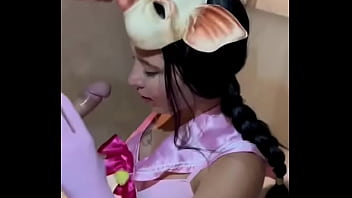 Blue eyes latina loves having cock in her mouth