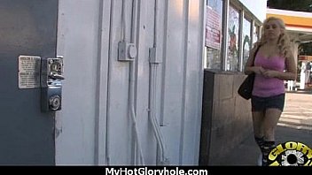 Ebony hottie milking cocks in the gloryhole 2