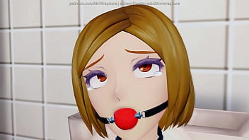 Tied up in the restroom for lesbian fun