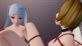 Tied up in the restroom for lesbian fun