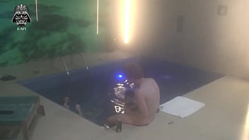 Threesome with friends in the motel pool part 1