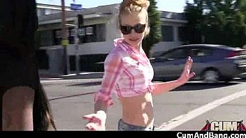 Ebony babe sucks group of white guys 24