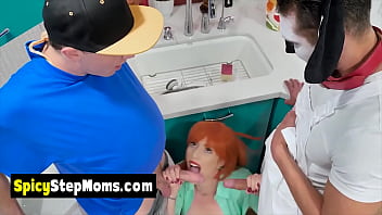 Irish stepmother trying two cocks at the same time