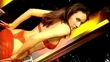 Sexy lady in red strips