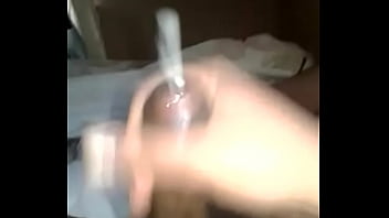 Black cock cumming and hits phone