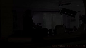 Tattooed babe poses bts