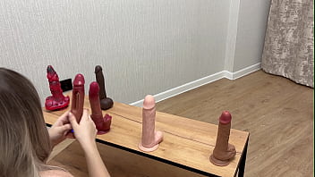 Insatiable pussy jumped on 6 vibrating dildos at once