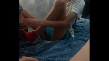 Slutty step daughter gets naked for daddy play with her tiny tits handjob him and get on his cock back ride hottest video ever