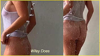 Sample milf has braless exposure to water