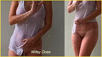 Sample milf has braless exposure to water