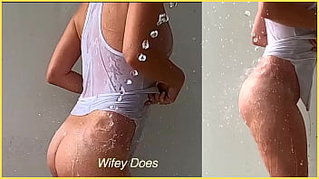 Sample milf has braless exposure to water