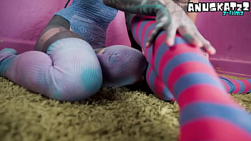 Tattooed alt girls having wild lesbo fun with strap on